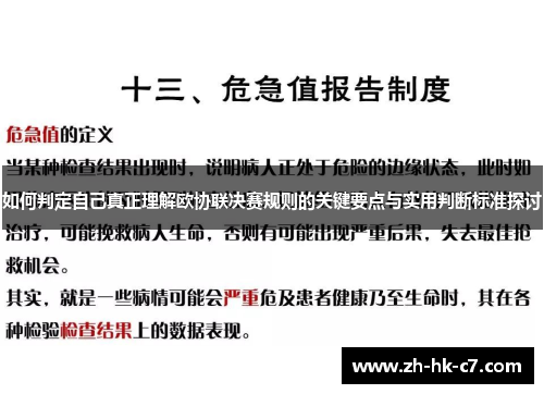 如何判定自己真正理解欧协联决赛规则的关键要点与实用判断标准探讨